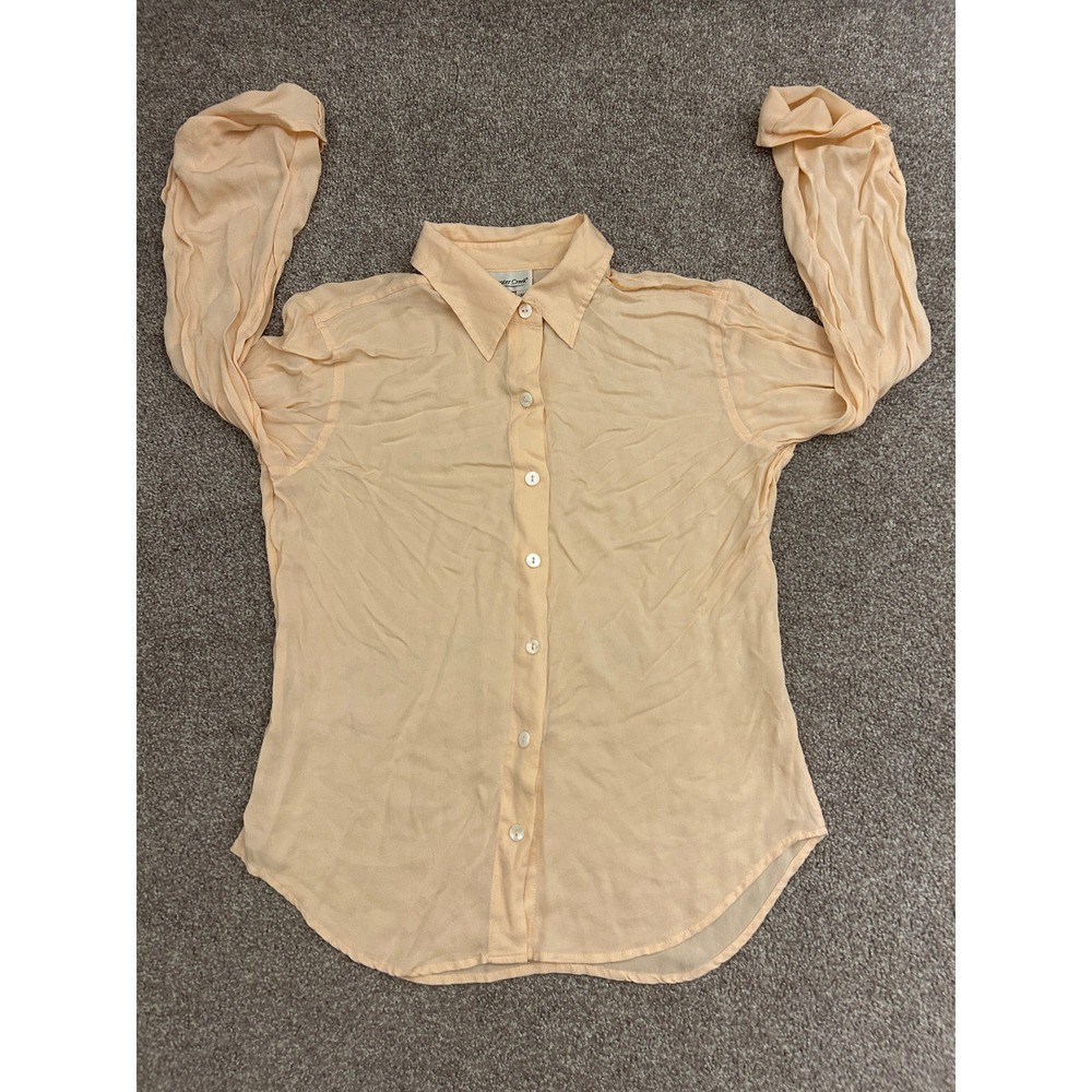 Coldwater Creek Button Front Blouse Womens Medium Peach Excellent 100% Silk Top